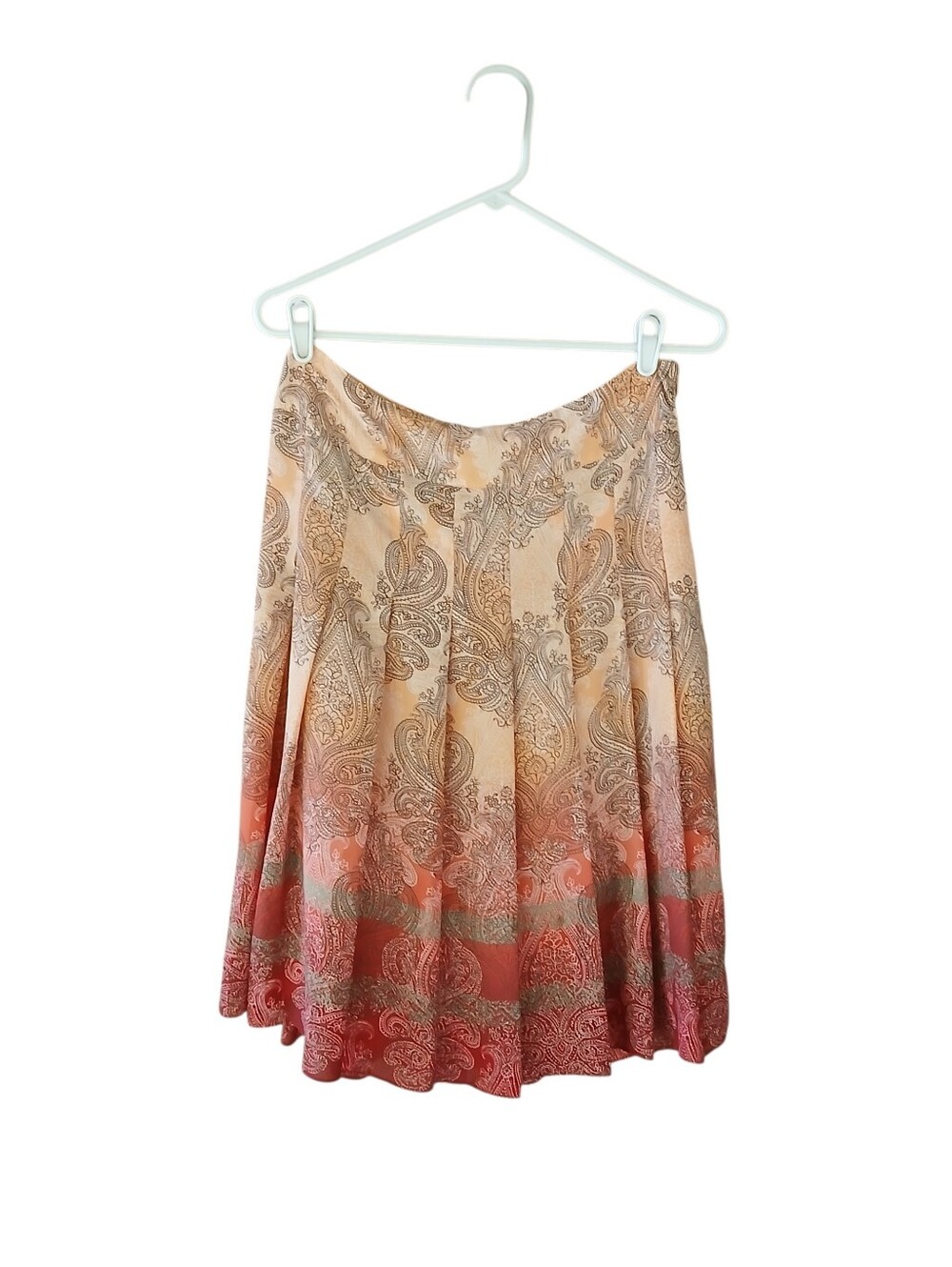 Emma James Orange & Red Ombre Pleated A Line Midi Skirt Size 8P